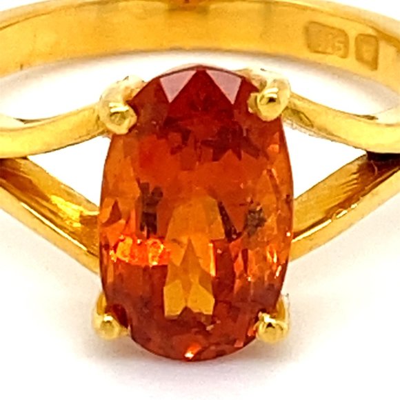 Spessartine 3.50ct Solid 22K Yellow Gold Ring - Picture 8 of 8